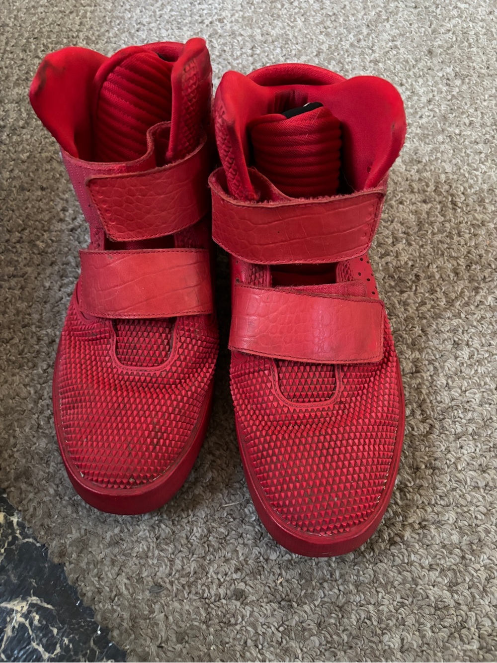Nike Kids Red High-Top Velcro Sneakers